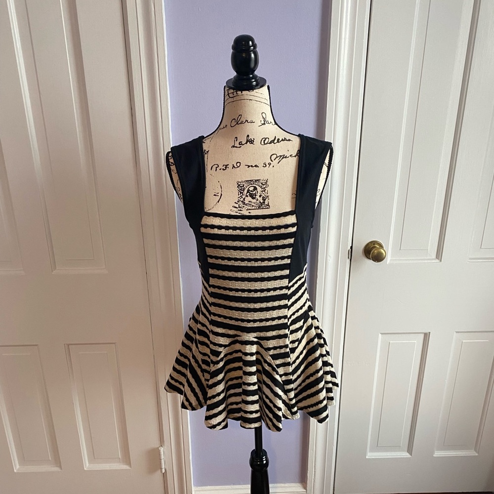 Free People - Striped Peplum Knit Top
